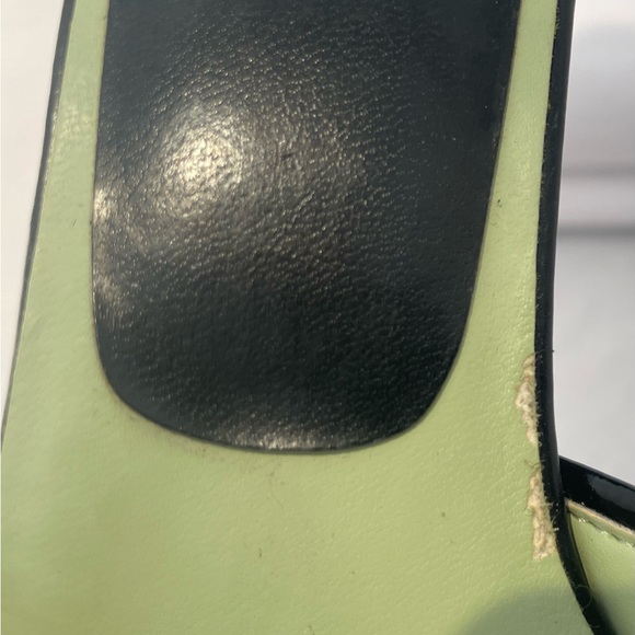Paolo Lime Green and Black Satin Heel with Peep-toe detail, sz 8.5 - Picture 5 of 6